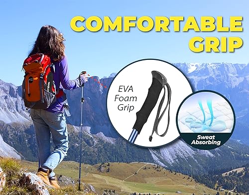 Miniatura 5 de TREKOLOGY TREKZ SE - Bastón de senderismo plegable, ligero, plegable, retráctil, para hombres, mujeres y personas mayores con alturas ajustables,