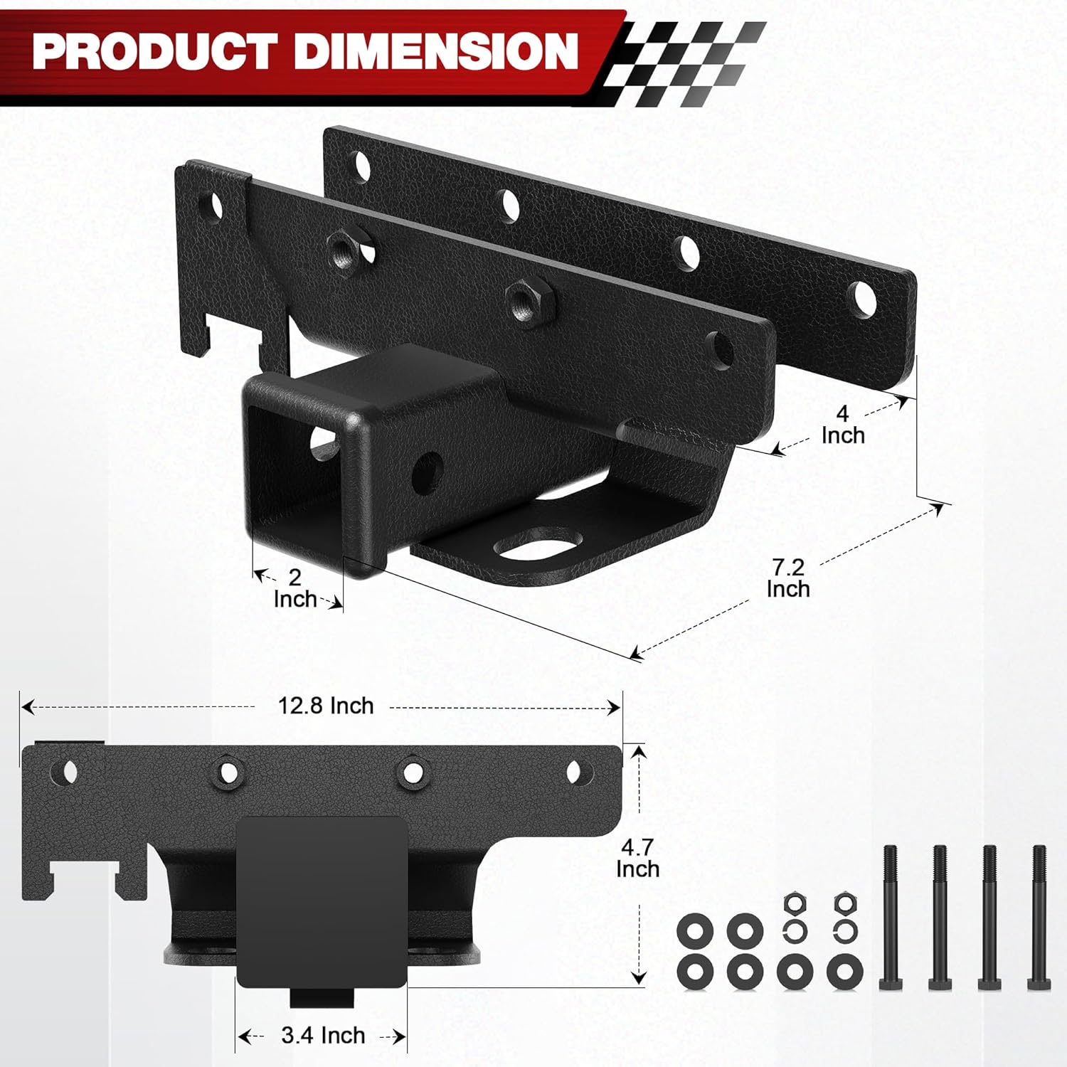 Tow Trailer Hitch Receiver Kit 2 Inch Rear Bumper, Max Towing Capacity 3500 lbs, Compatible with 2018-2026 Jeep Wrangler JL JLU 4 Door and 2 Door Unlimited – Excludes JK Models