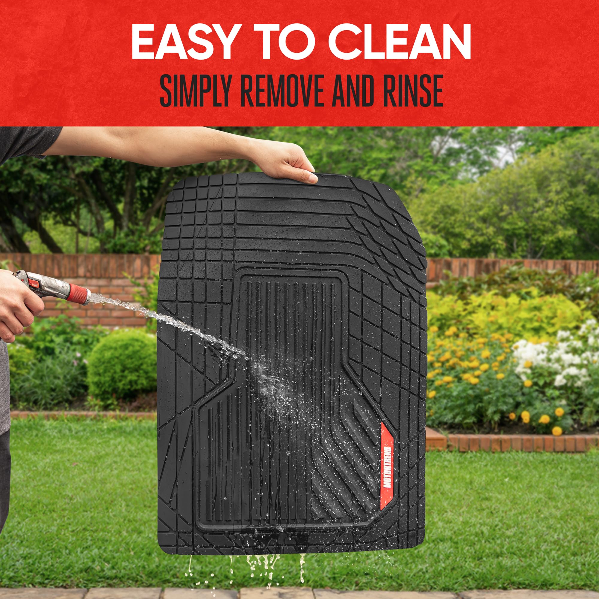 Motor Trend AdventureMax Car Floor Mats Full Set - Durable Rubber Floor Mats for Cars with Debris Capture — view 6