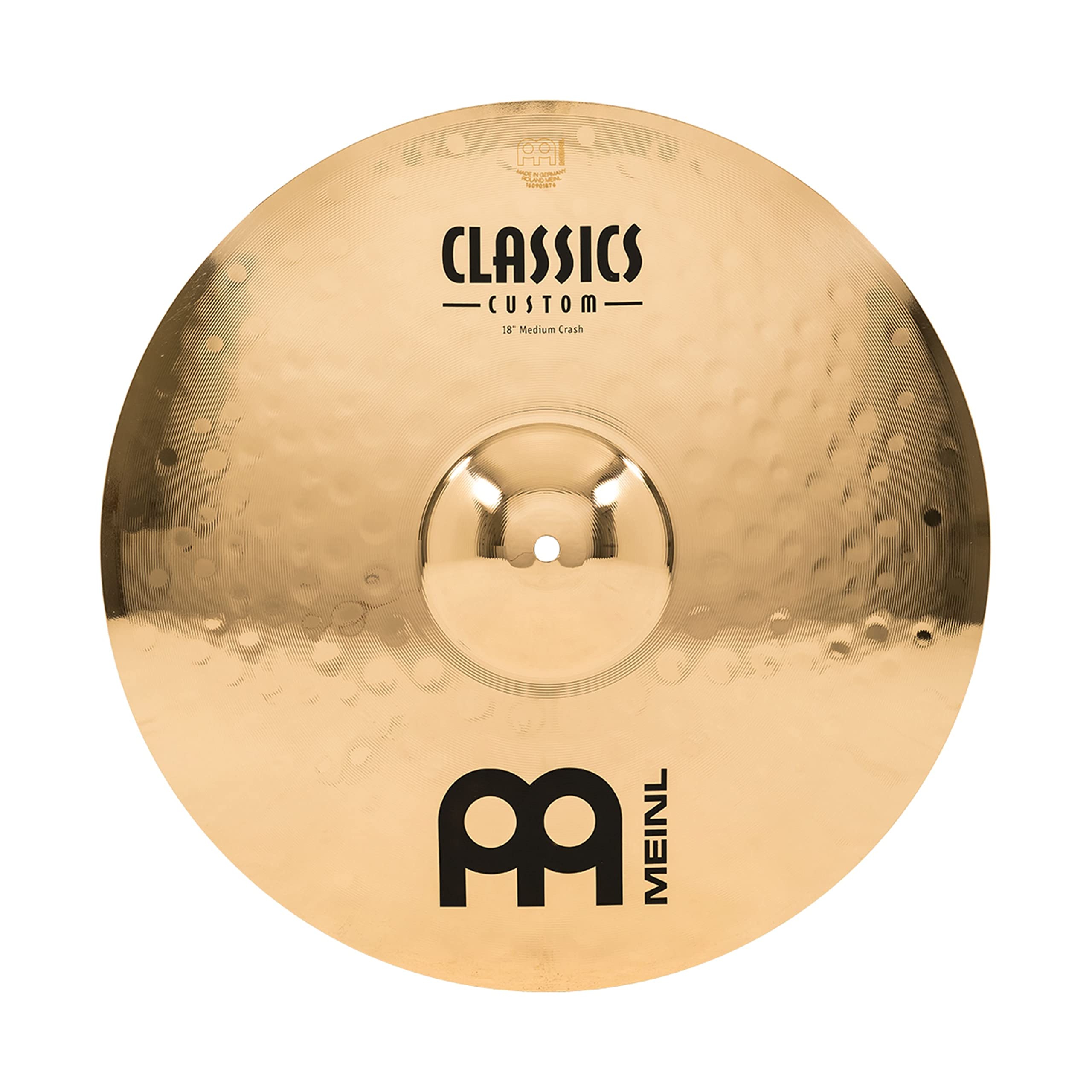 Meinl Cymbals Classics Custom Brilliant Piatto Crash Medium 18 Pollici (45,72Cm) Per Batteria - Bronzo B12, Finitura Brillante, Prodotto In Germania (CC18MC-B)-image