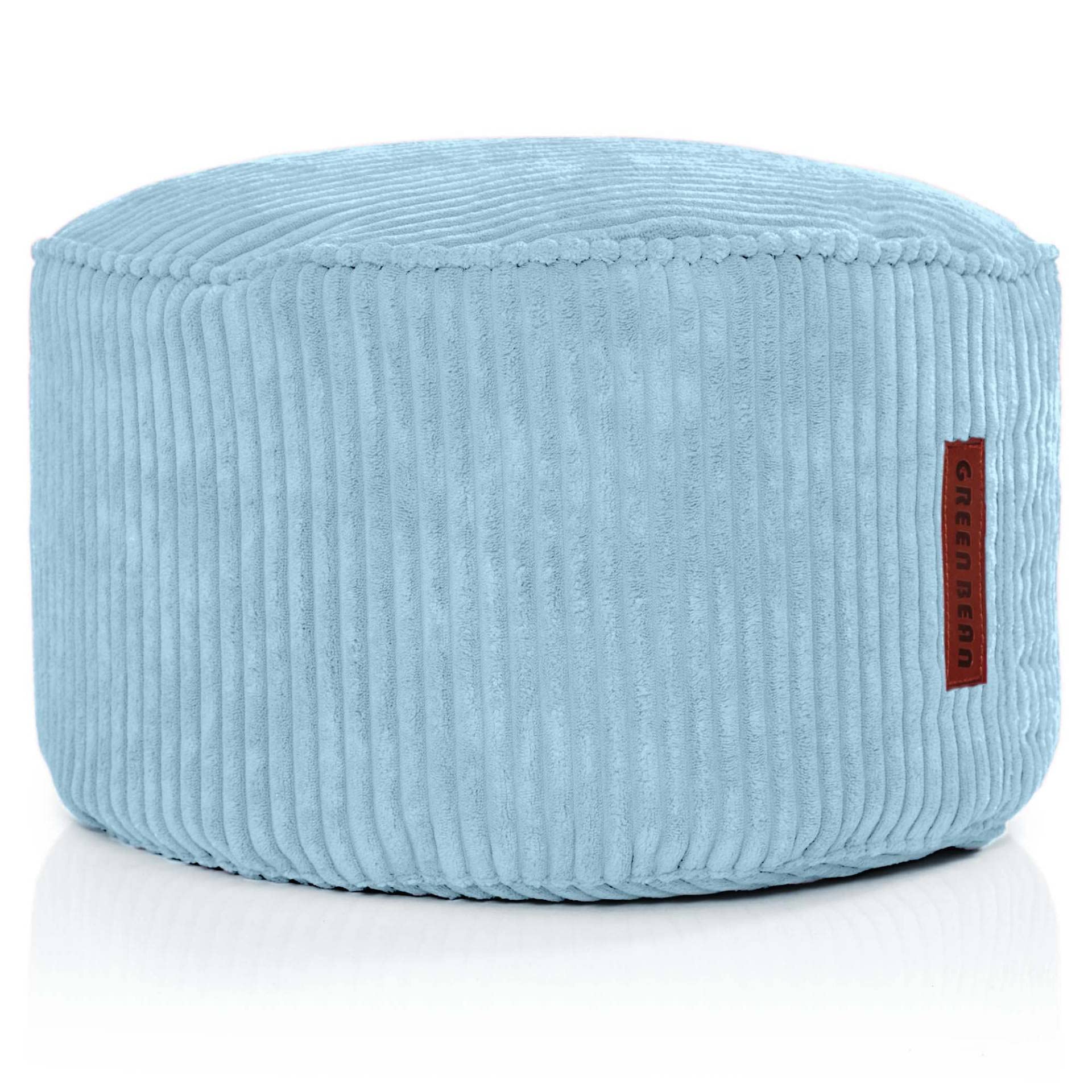 Green Bean Indoor Cord Sitzhocker Pouf Stay 45x25cm mit EPS-Perlen Füllung - kuschelig weich waschbar - die ideale Ergänzung zum Sitzsack für Kinder & Erwachsene - Hellblau