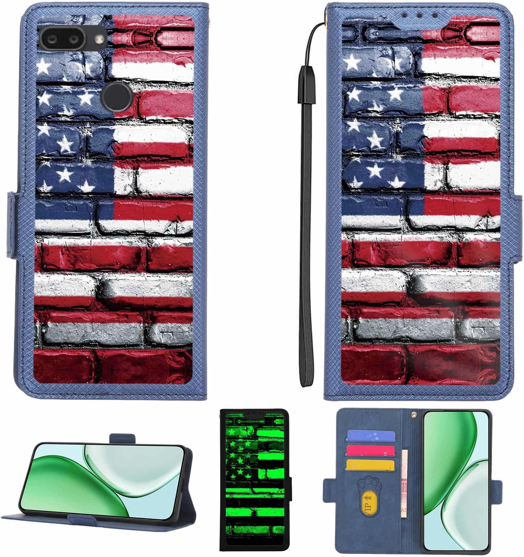 Case Compatible for Teracube One Phone Case Flip Cover [with Tempered Glass Screen Protector][RFID Blocking][Luminous Effect] LPT-GQ