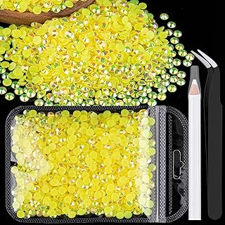 5000 diamantes de imitación de resina de 2 mm a granel, color amarillo limón AB con parte trasera plana, gemas de cristal redondas deslumbrantes sin termoadhesivos, gran cantidad al por mayor para