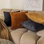 Kevin Textile Couvertures d'oreiller Corduroy Soft Stripe 2, Coussin décoratif en peluche pour canapé-lit de décoration intérieure 12x20 Inch/30x50 cm (gris foncé)