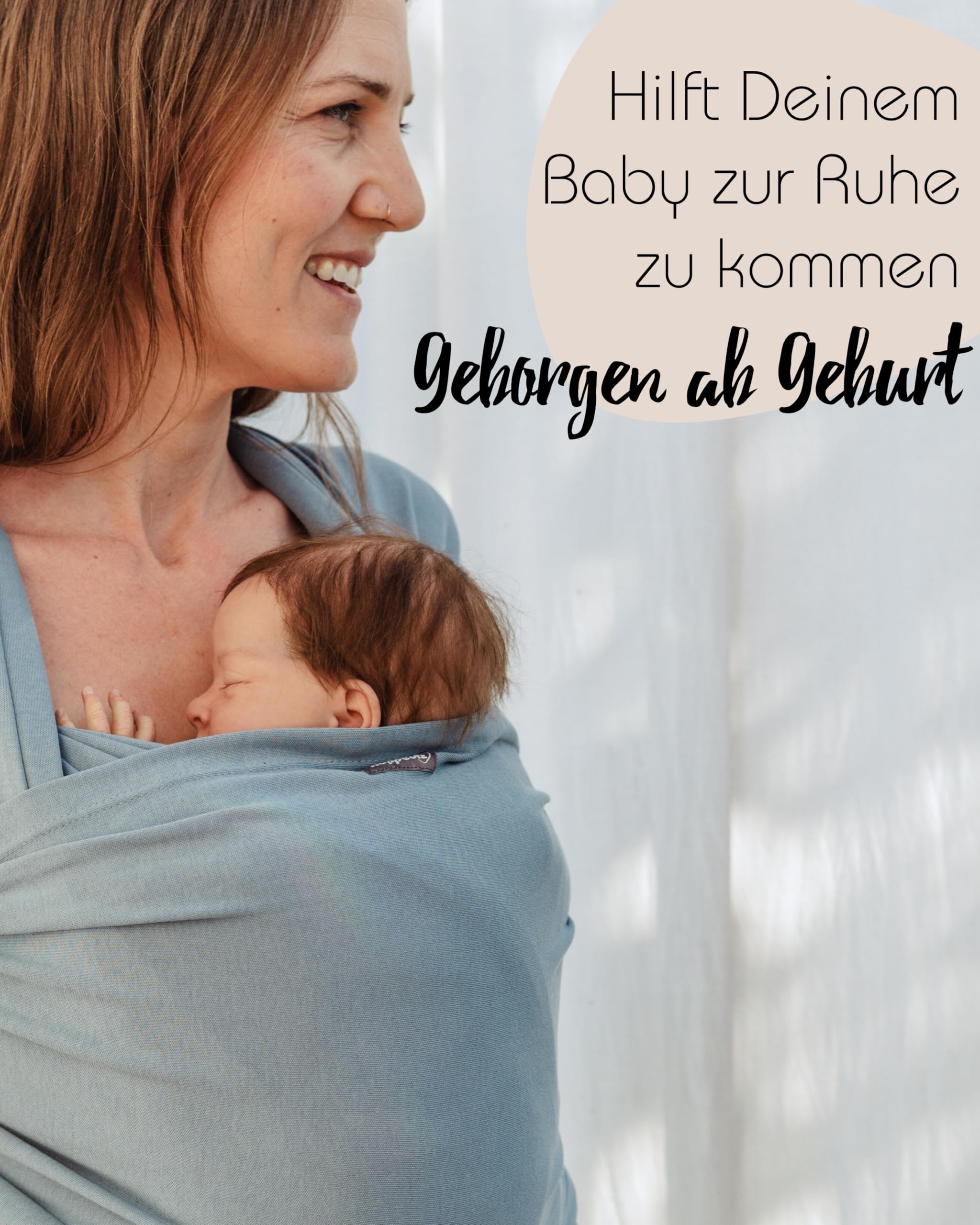 Hoppediz Elastyczna chusta do noszenia dla niemowląt – dla noworodków od urodzenia (2-9 kg) – z bawełny kbA – antracyt 4,60 m
