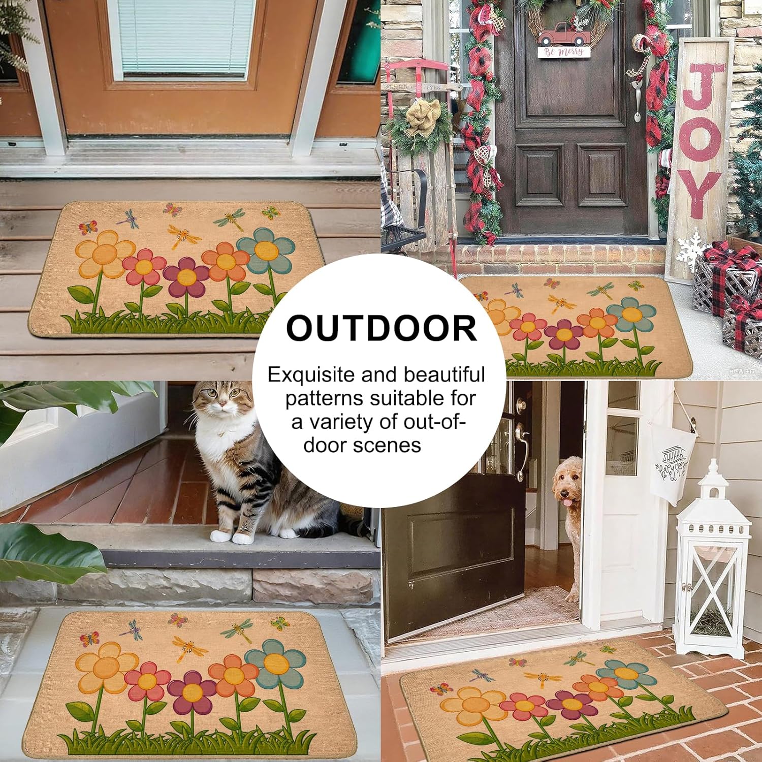 Christmas Gnome Welcome Door Mat for Outdoor Indoor Porch, 29.5"×17" Festive Holiday Gnomes Linen Doormat Floor Mat, Rustic Farmhouse Non-Slip Rug for Front Door, Kitchen, Bathroom, Home Decor, Gifts