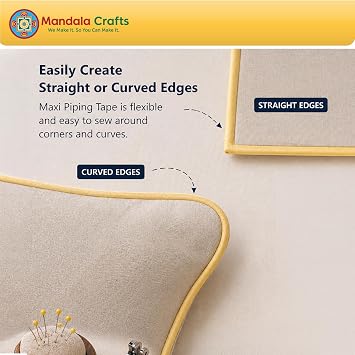 Mandala Crafts Maxi Piping Bias Tape with Welting Cord - 1/2 Inch Upholstery Piping Trim for Sewing, Cushions, Slipcovers, and DIY Decor - 5 x 12 Yards Lip Cord Trim - 12 Assorted Colors