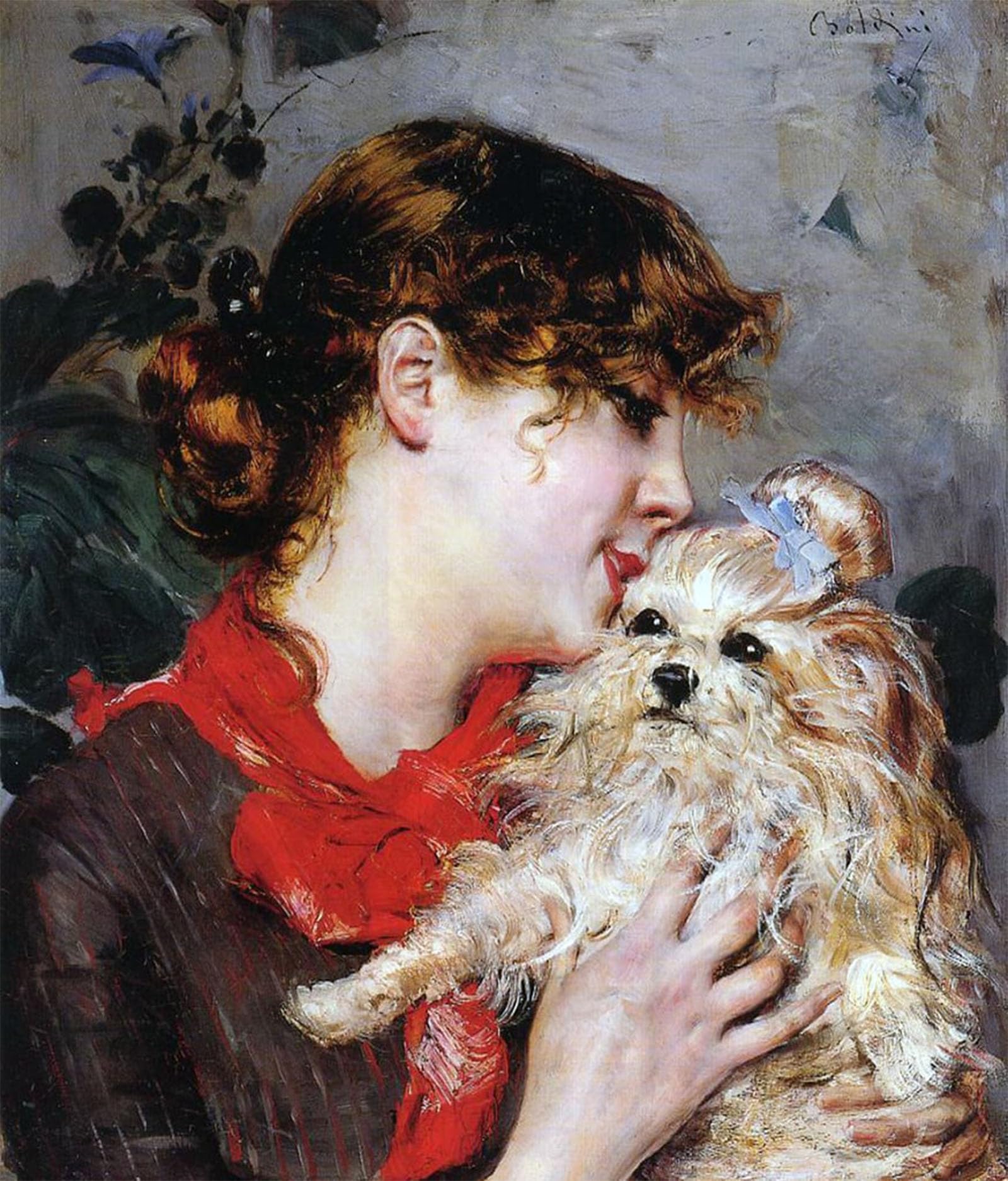 SERENDIPITP Vintage Wall Art Canvas Nordic Poster Canvas Print Picture the Actress Rejane and Her Dog by Giovann Wall Art Poster for Home Decor 60x90cm