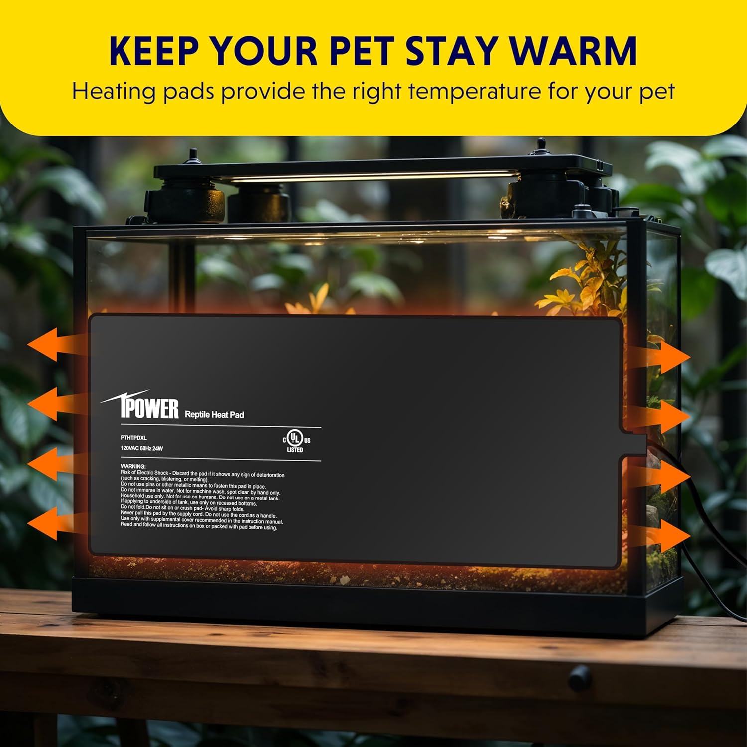 iPower 8x18 Inch Reptile Heat Pad Under Tank Heater, Energy-Efficient & Waterproof Design Terrarium Warmer Mat for Turtles, Lizards, Snakes, 2 Pack