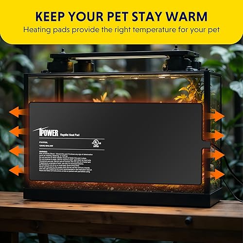 Vista 169 de iPower Almohadilla de calor para reptiles de 8 x 18 pulgadas, calentador de terrario para tortugas, lagartos, ranas y otros animales pequeños
