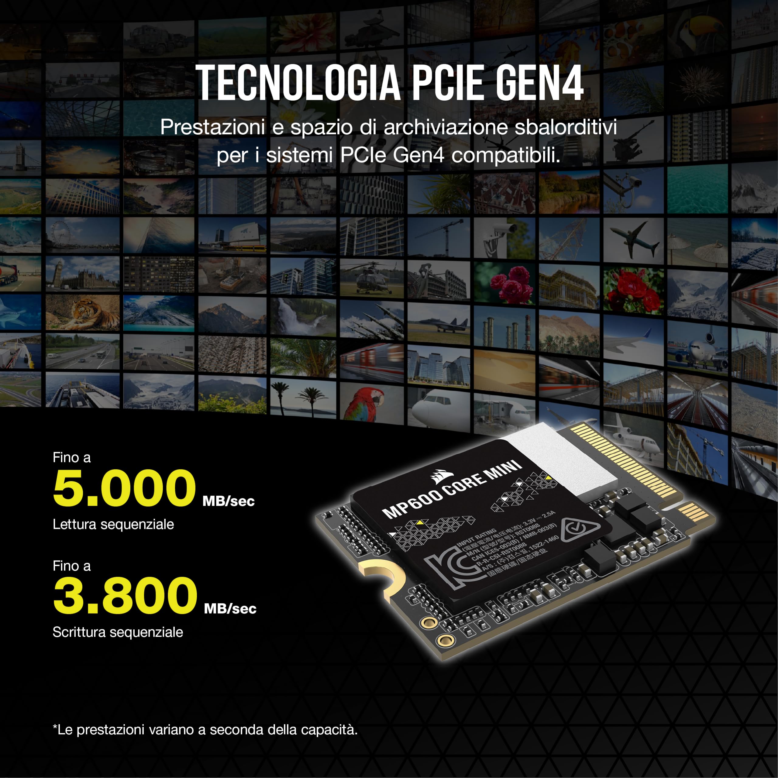 Corsair MP600 CORE MINI 2TB M.2 NVMe PCIe x4 Gen4 2 SSD – M.2 2230 – Fino a 5.000 MB/sec in Lettura Sequenziale – NAND QLC ad Alta Densità – Ottimo per Steam Deck, ASUS ROG Ally – Nero
