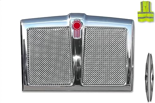 KOZAK Marco de rejilla cromado con pantalla de insectos para Kenworth T880 PLUS Kenworth Logo Grill Emblema de parrilla, limpiaparabrisas de 2 x 22
