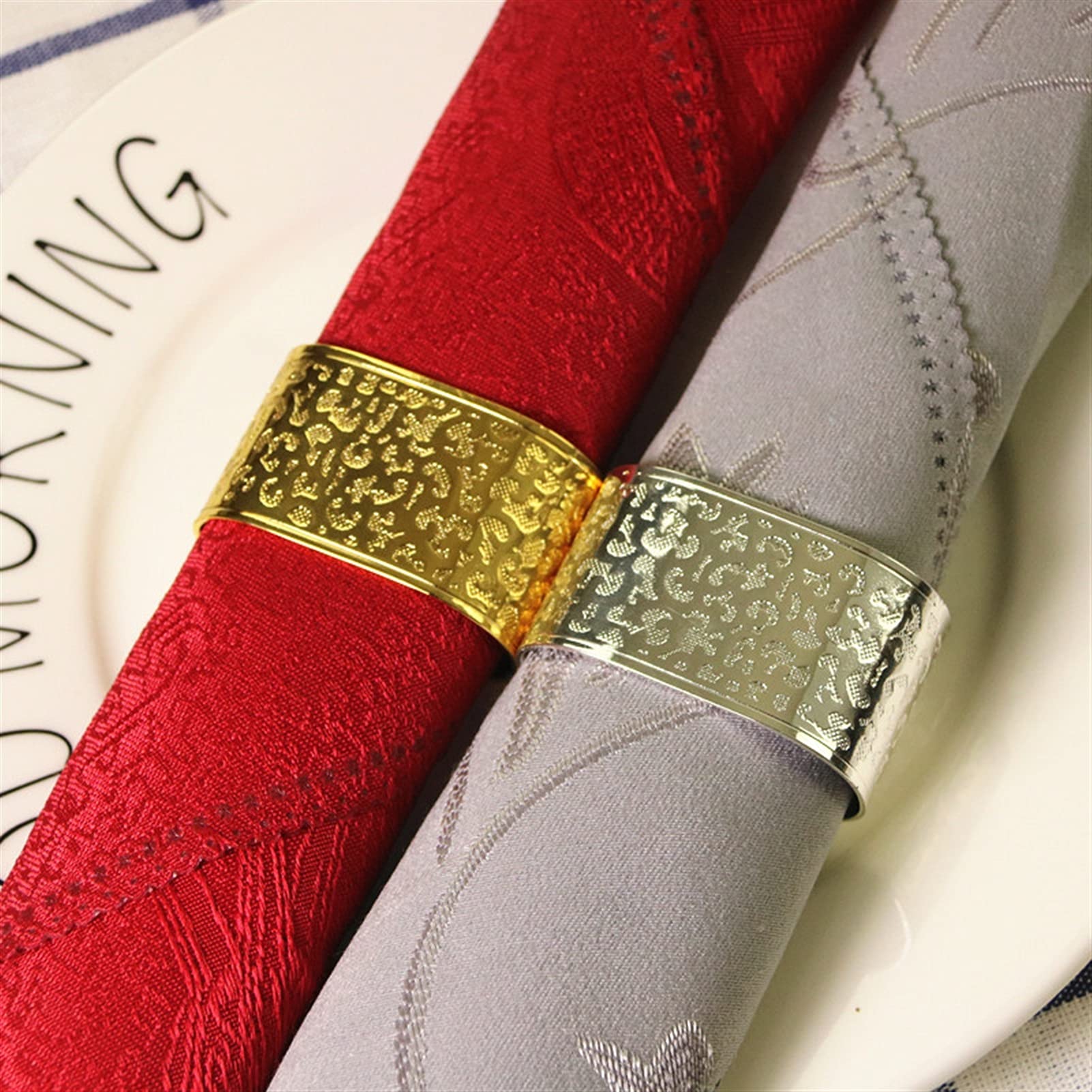 servilletero Anillo de servilleta Gold/Silver Hotel Restaurant Boda Delicate Napbin Anillo Napkin Hebilla Paño Ring Anillo Decoración suave Vajilla 1 0PCS (Color : Gold)