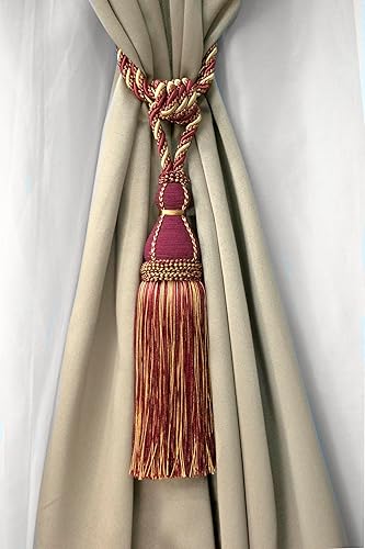 Vista 23 de Noblesse Collection - Abrazadera grande y elegante con borlas, longitud de la borla: 12 pulgadas, 30 pulgadas de extensión (29.9 in)