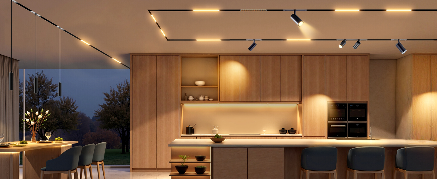 Hengsense Magnetic Track Lighting Rail, 4-Wire Recessed Aluminum
