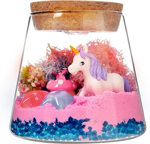 Miniatura 7 de Regalos de unicornio para niñas, kits de manualidades de terrario de bricolaje, juguetes de unicornio Ganden con luz nocturna y paisaje marino