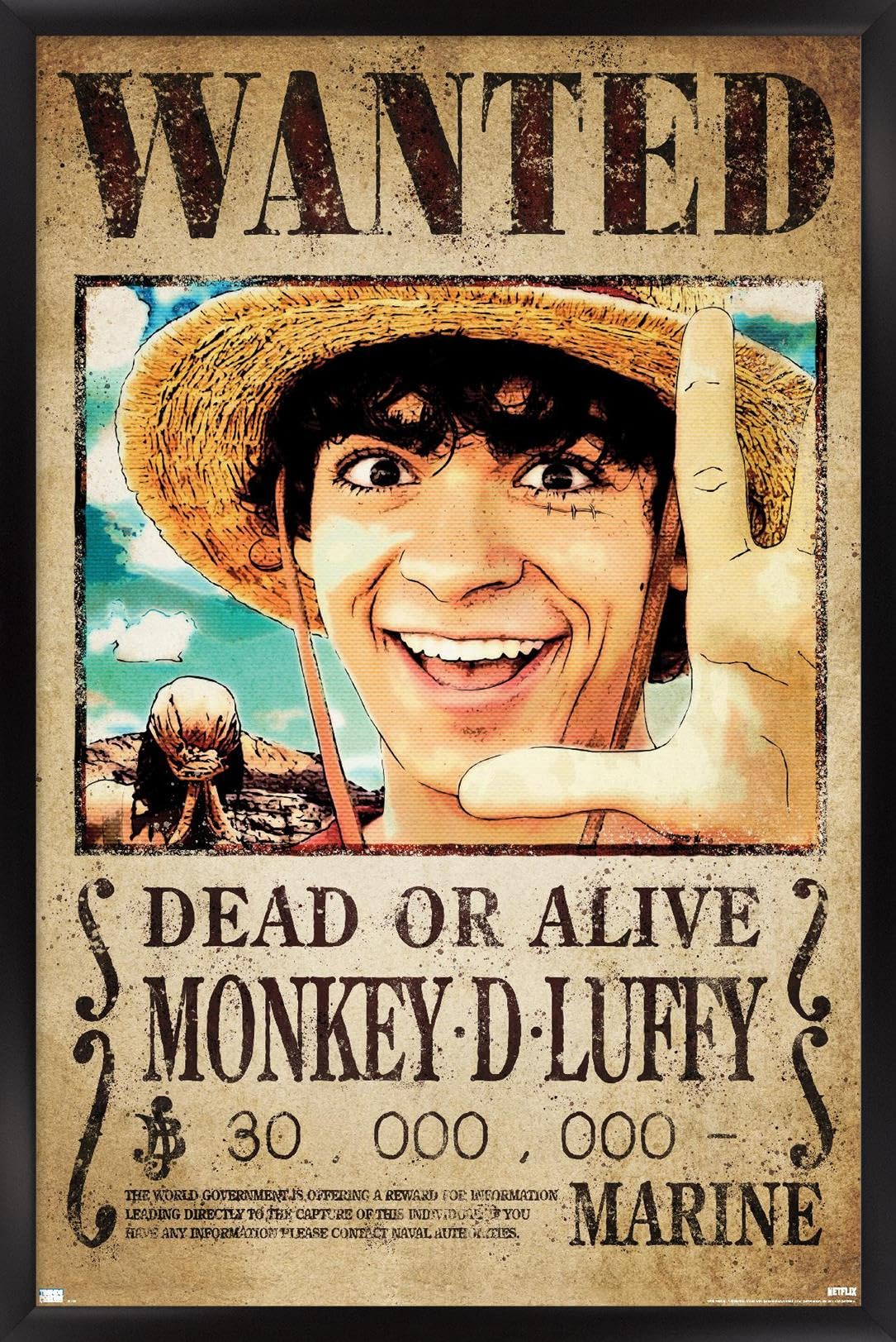 Amazon.com: Netflix One Piece - Luffy Wanted Wall Poster, 34L