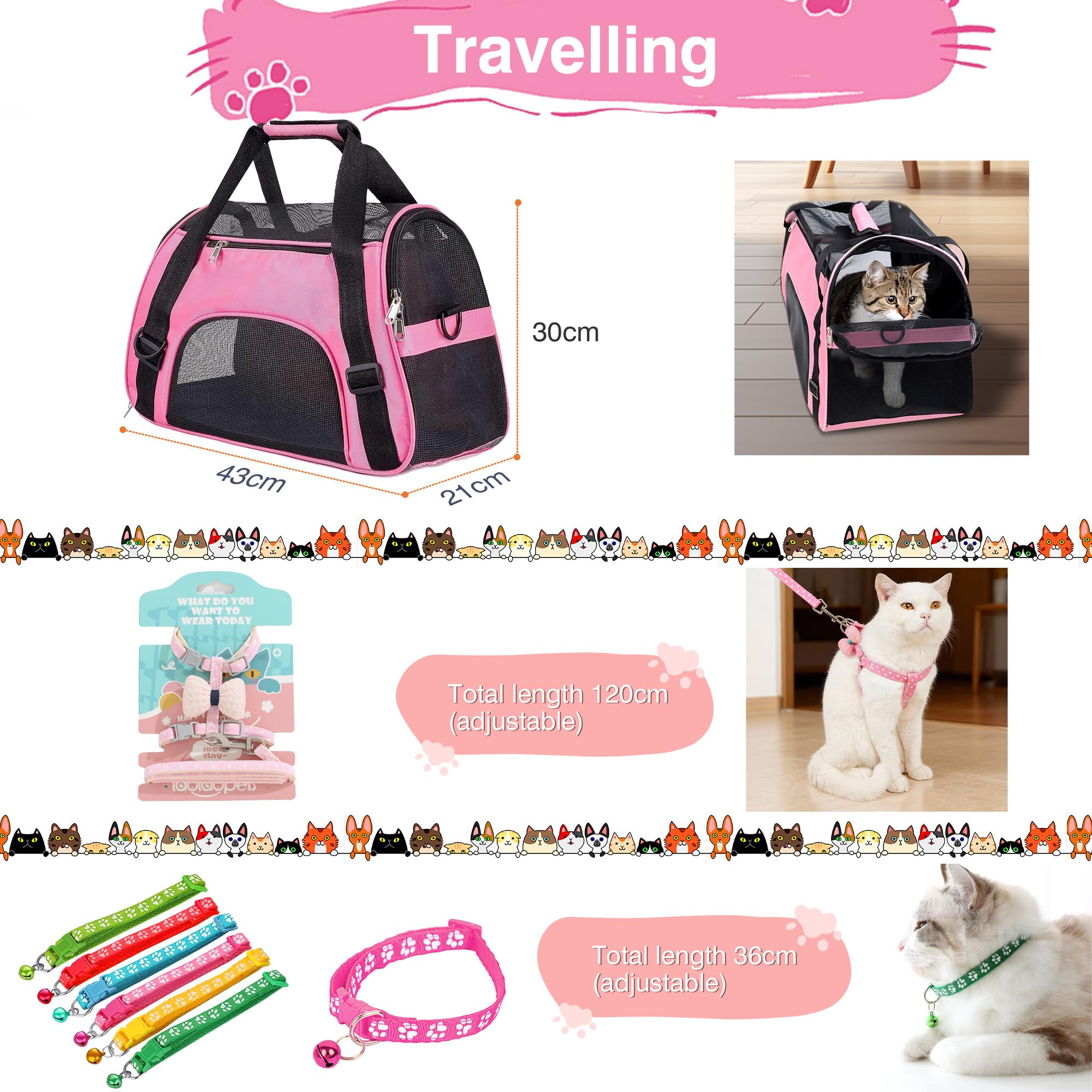 Kit de iniciación de gatitos de alta calidad de 36 piezas para gatos de interior, juego completo de artículos esenciales para gatos con caja de arena de acero inoxidable, bolsa de transporte, cama