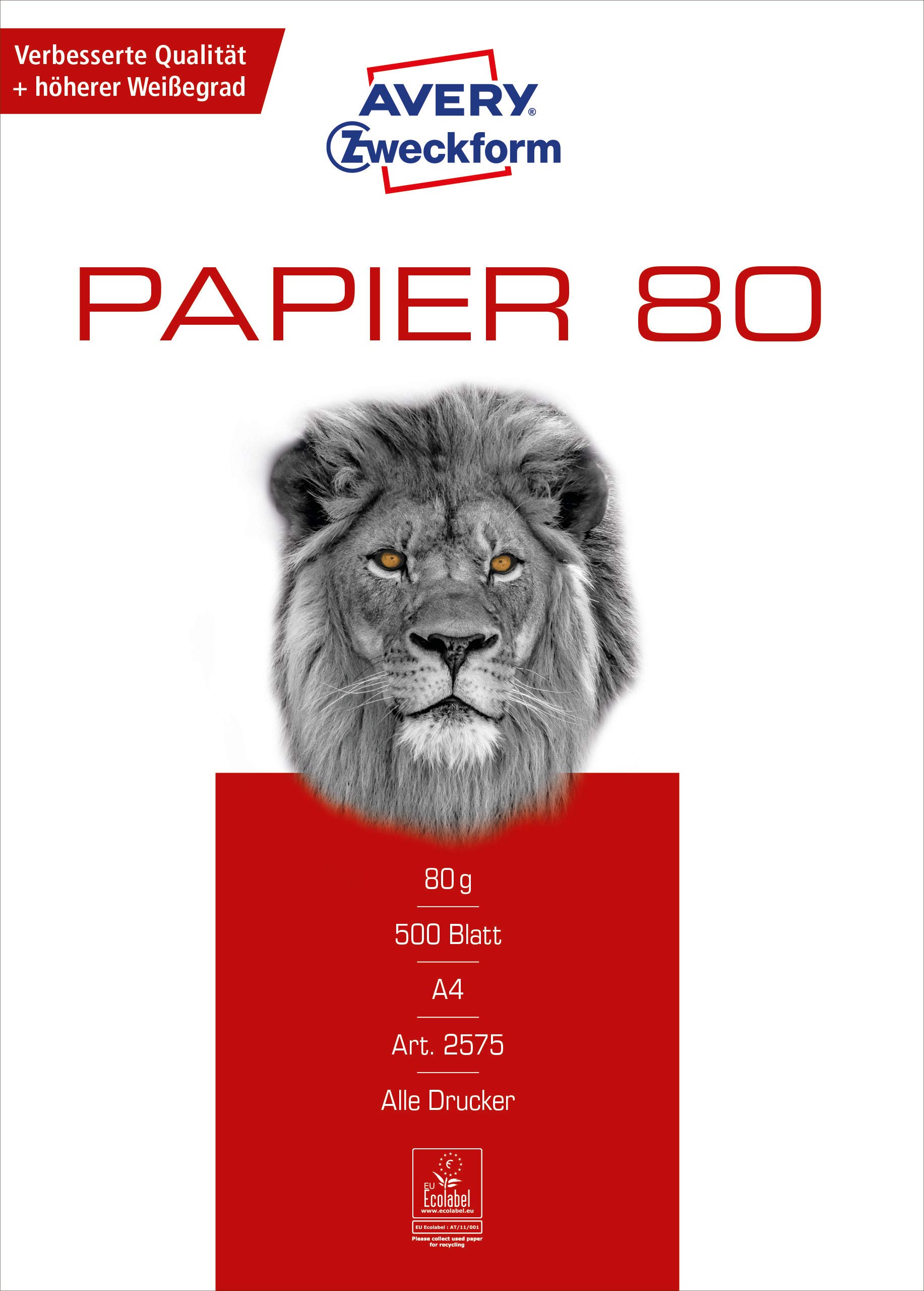 Avery Dennison 2575 Papier impression et copie A4 / 80 g 5 x 500 feuilles (Import Allemagne)