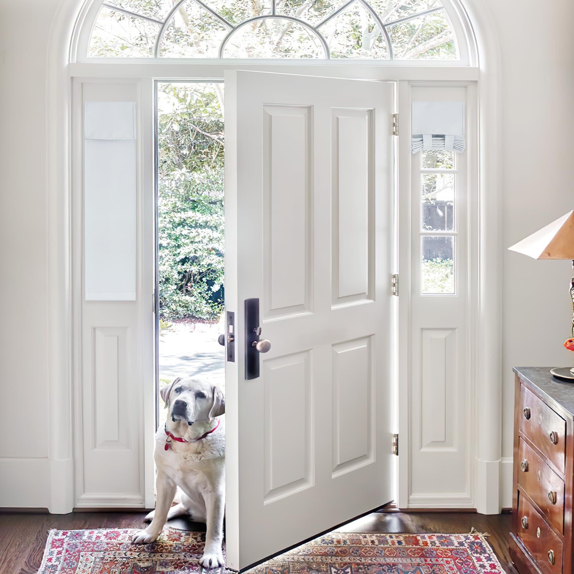 Pony Dance Sidelight Door Curtains for Front Door - Thermal Insulated Blackout Blinds for French Door Full Privacy Assured Small Window Shade for Patio Glass Door, W12 x L40 inch, Greyish White, 1 Pc