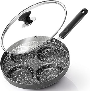 Modern Innovations 4-Cup Nonstick Egg Frying Pan with Lid, Fried Egg Pan...