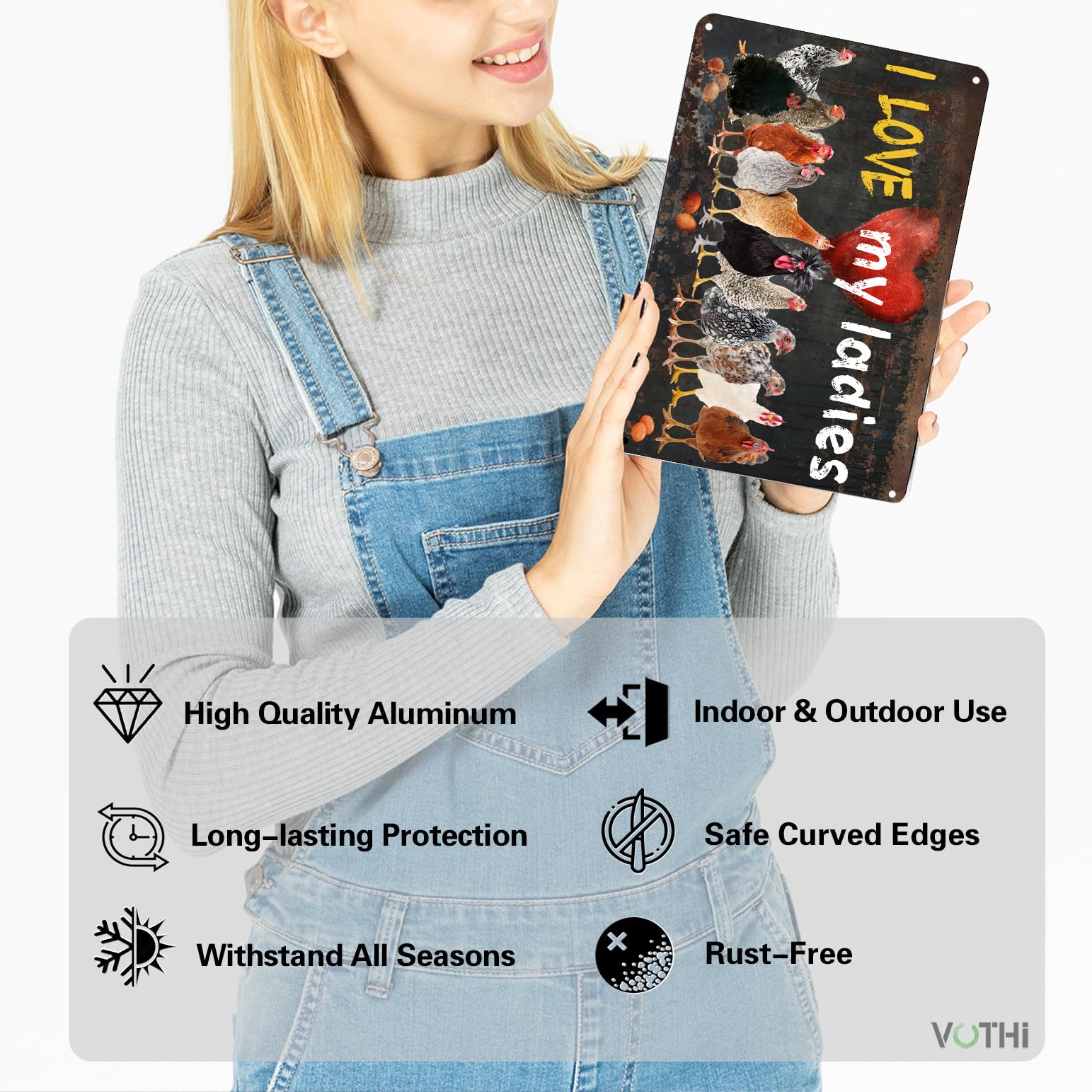 VOTHI Funny Caution Crazy Chicken Lady Area Patrolled By Lovers Gag