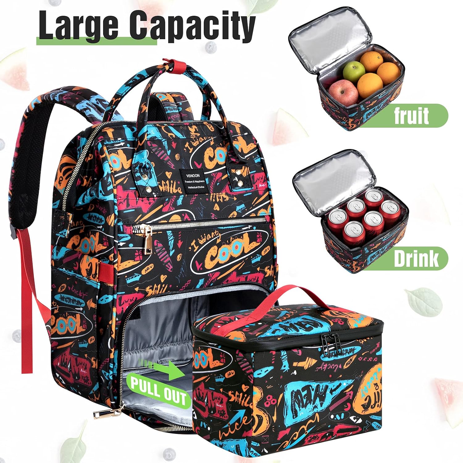 Lunch Backpack for Women, VSNOON school backpack 15.6 inches Cooler Backpack with Removable Leak-proof Insulated Tote Lunch laptop backpack & USB Port for Women for Nurse Work School Travel Picnic : Electronics