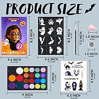 Vista 5 de Spooktacular Creations Kit de maquillaje de pintura facial de Halloween, 22 colores, pintura no tóxica con plantillas y pinceles, esponjas, polvos