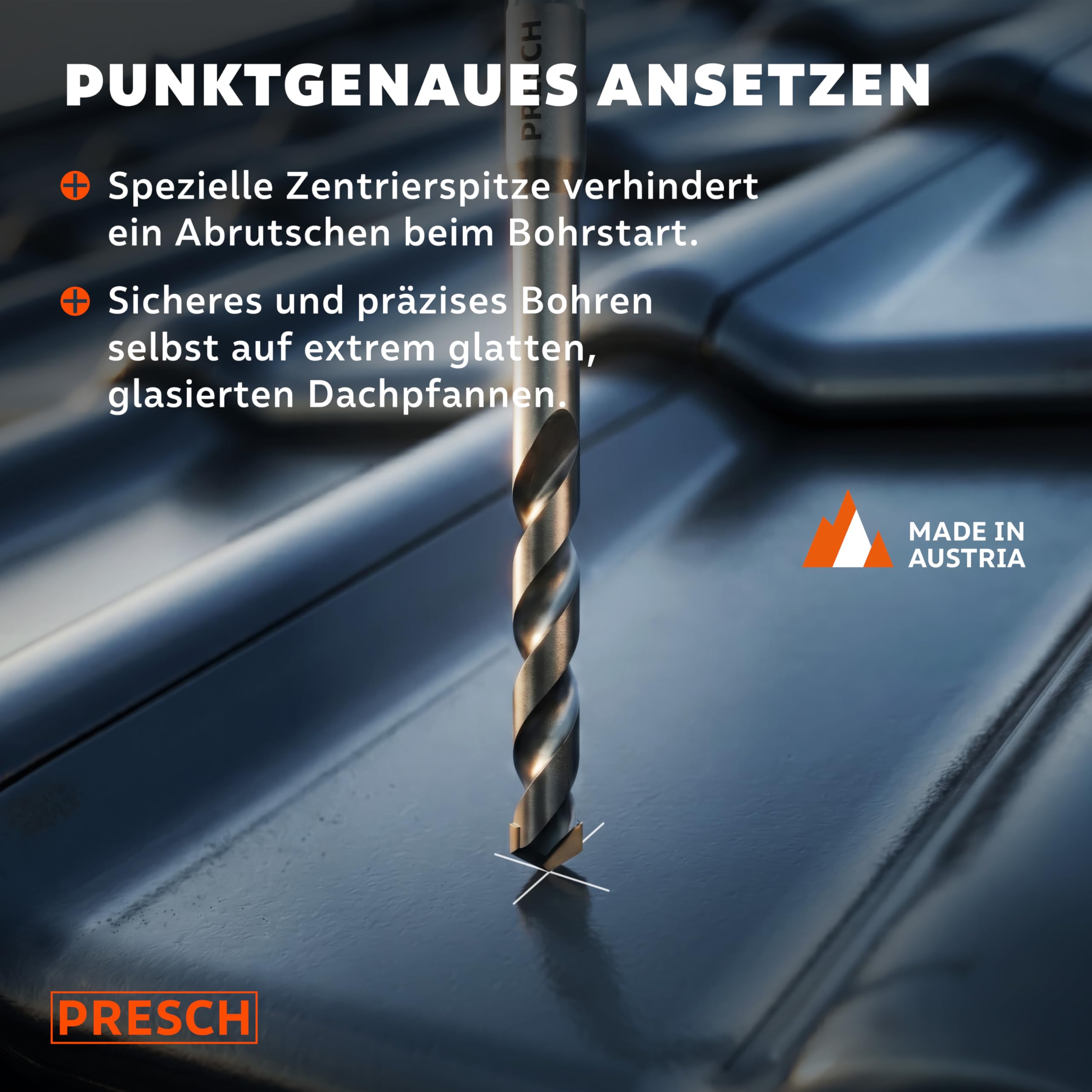 PRESCH Dachziegelbohrer 5mm (10 Stk.) – Rissfreie Bohrungen in härtesten Dachpfannen - Dachpfannenbohrer mit Sechskantschaft & Hartmetallspitze – Extrem robuste Fliesenbohrer, Steinbohrer etc.