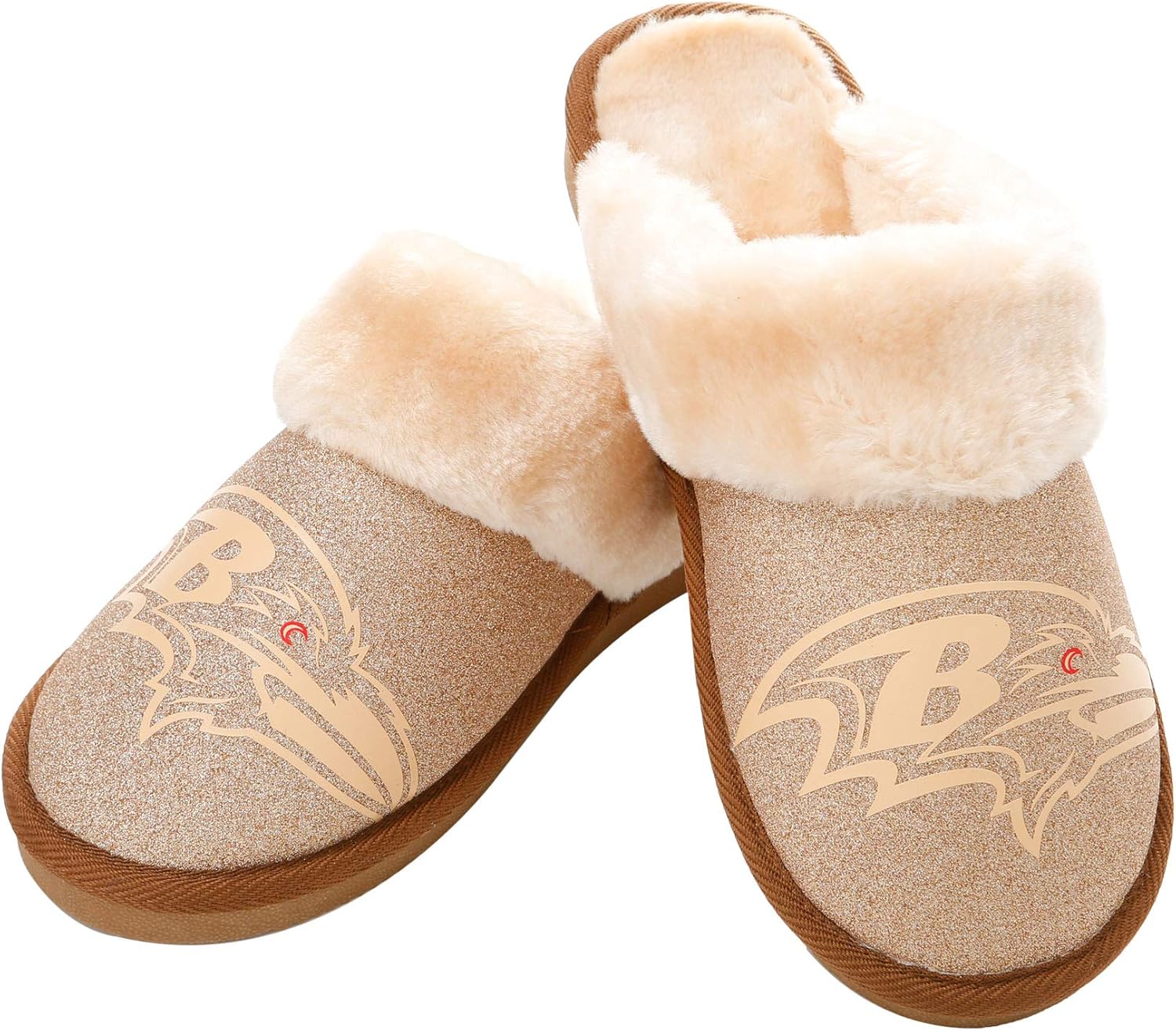 FOCO Womens NFL Team Logo Glitter Open Back Moccasin