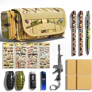 Cool Large Capacity Camo Tactical Pencil Case for Boys with Supplies for School Student Teen Kids, Personalized Unique Preppy Big Soft Canvas Zipper Pouch Organizer, Camouflage Pencil Tool Bag Set