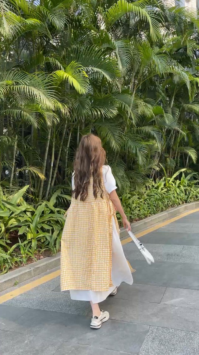 Amazon.com: TALIBSA Gingham Plaid Cotton Apron Dress for Women