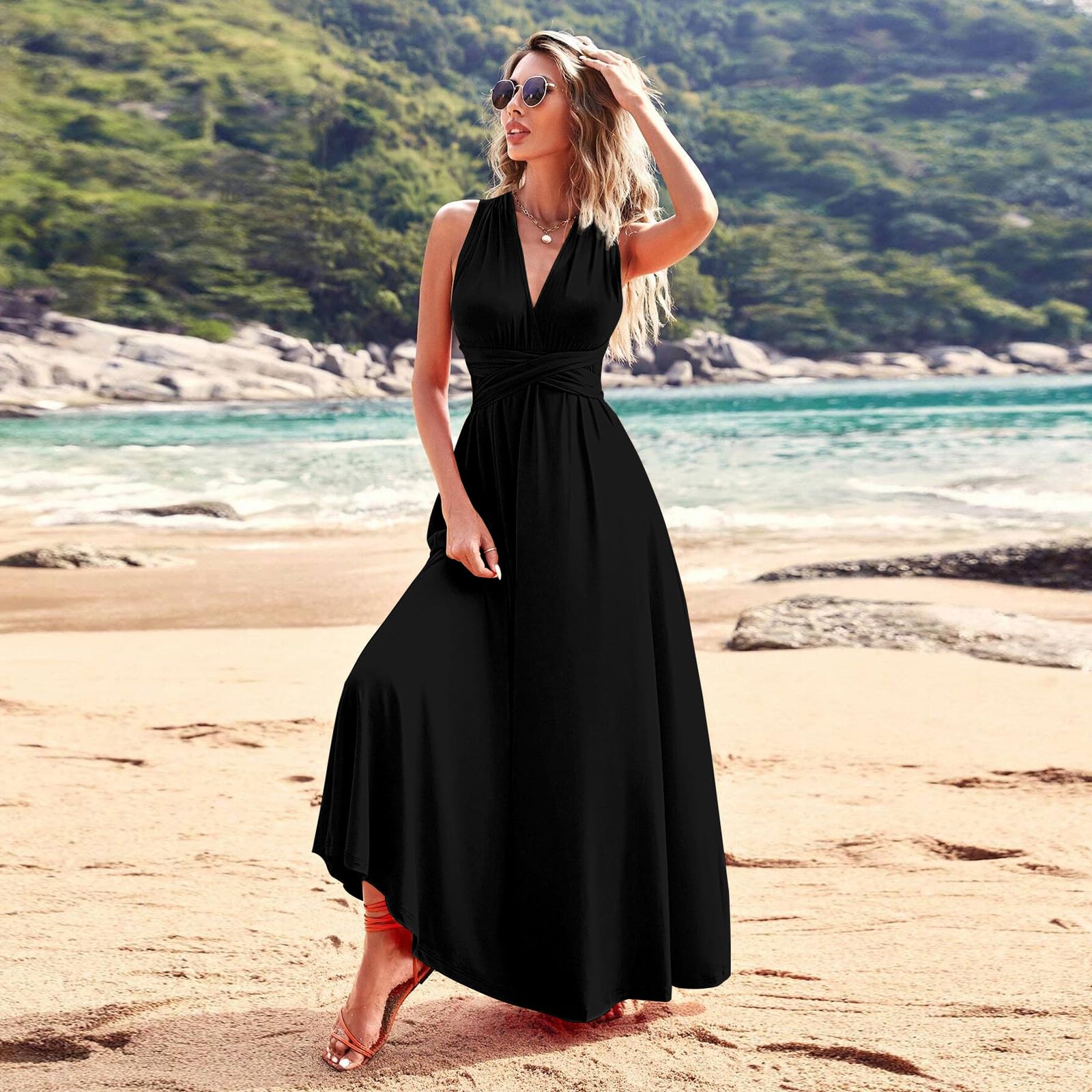 Vestito Infinity da Sera Donna Sexy Multiway a Portafoglio Abito da Damigella d'Onore Elegante Lungo Cerimonia Cocktail Vestito Moda Senza Maniche Aderente Maxi Abito per Ospite di Matrimonio