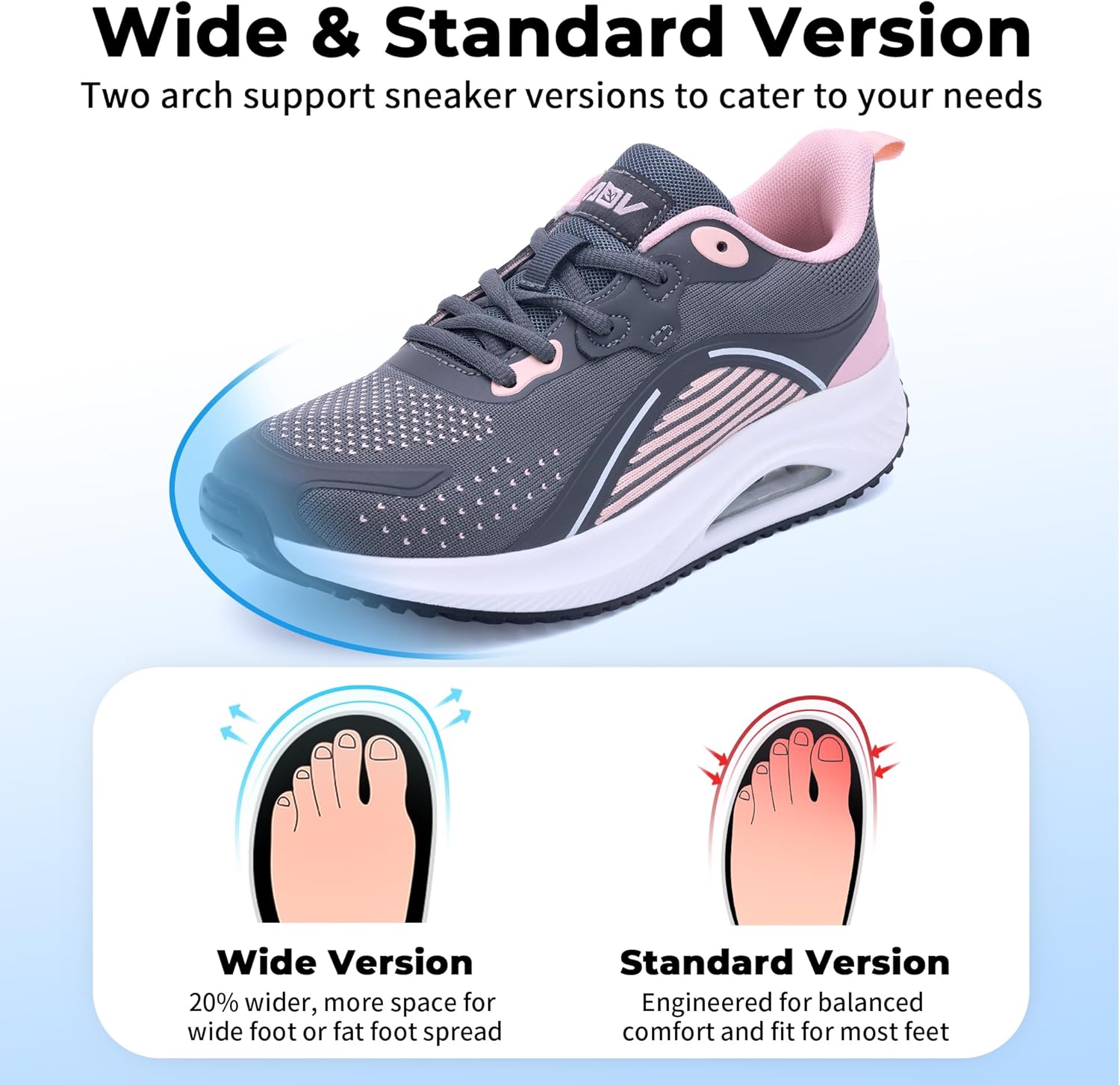 Womens Walking Shoes Arch Support Plantar Fasciitis Shoes Orthotic Tennis Sneakers for Pain Relief - Image 3