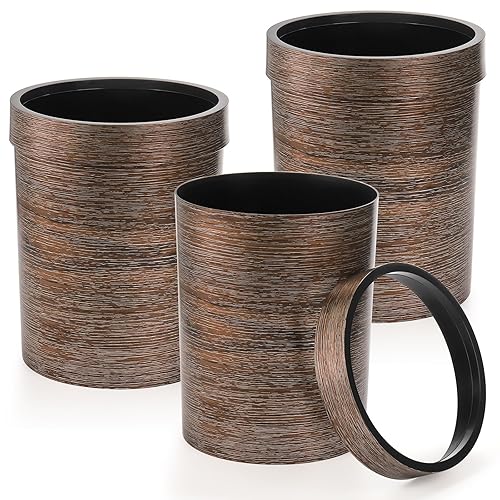 Noamus Hipsteen - Paquete de 3 cubos de basura pequeños vintage, de plástico redondo de 1.7 galones, cubo de basura de estilo retro, cubo de basura Noamus Hipsteen - Paquete de 3 cubos de basura pequeños vintage, de plástico redondo de 1.7 galones, cubo de basura de estilo retro, cubo de basura