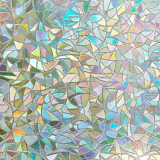 LEMON CLOUD Stained Glass Window Film Decorative Window Privacy Film Non Adhesive Frosted Half Moon Window Stickers 44.5x200cm