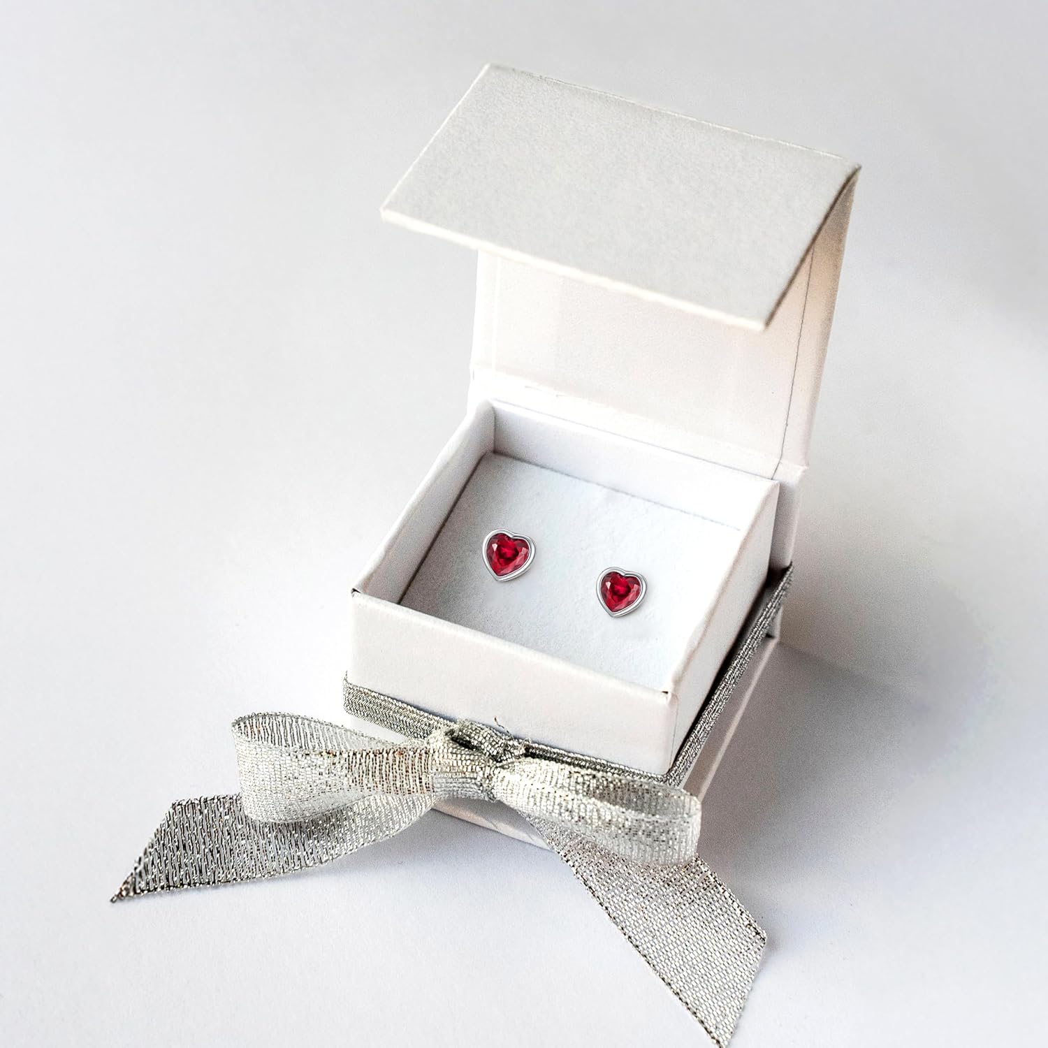 Heart Birthstone Earrings with Screw Backs | Hypoallergenic Sterling Silver Studs for Girls, Babies, Kids & Teens | Safe Jewelry Gift for Birthdays & Holidays