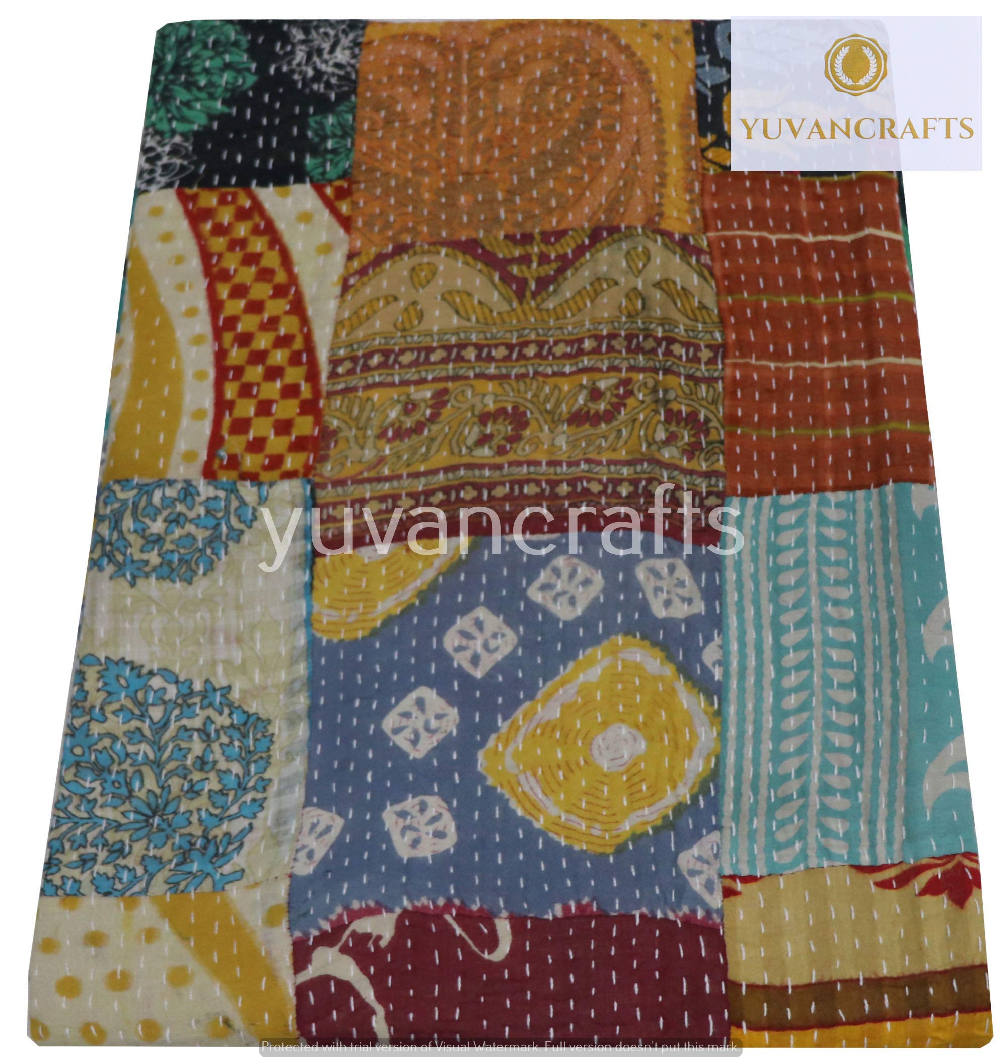 YUVANCRAFTS Trapunta Kantha In Cotone Patchwork – Biancheria