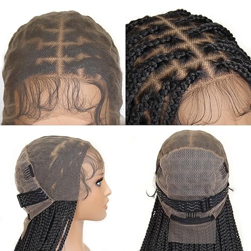 Miniatura 2 de Peluca de trenzas de encaje frontal HD de 30 pulgadas de 13 x 8 pulgadas con rizado francés, pelucas trenzadas con extremos rizados, pelucas