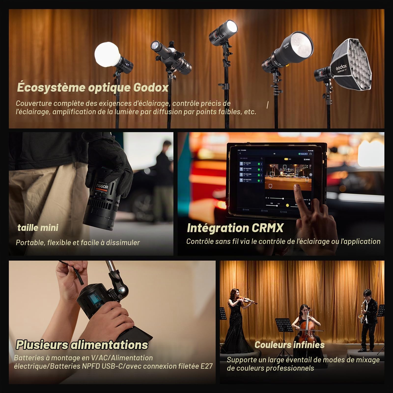 GODOX MS60R KNOWLED Full Color LED Light,CRMX Radiocommande GODOX Continuous Light pour Studio Photo (MS60R 2K)