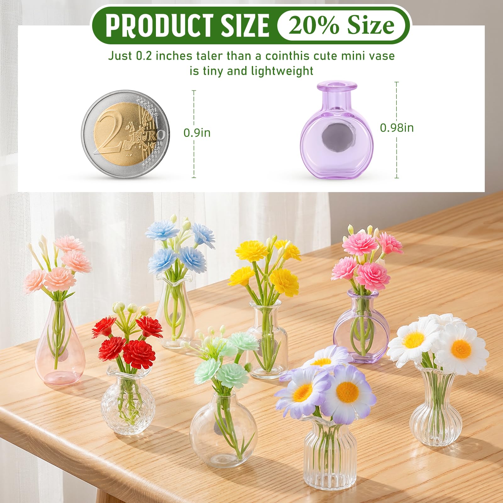 Amazon.co.jp: Samlior ミニガラス花瓶 冷蔵庫マグネット 8個 造花