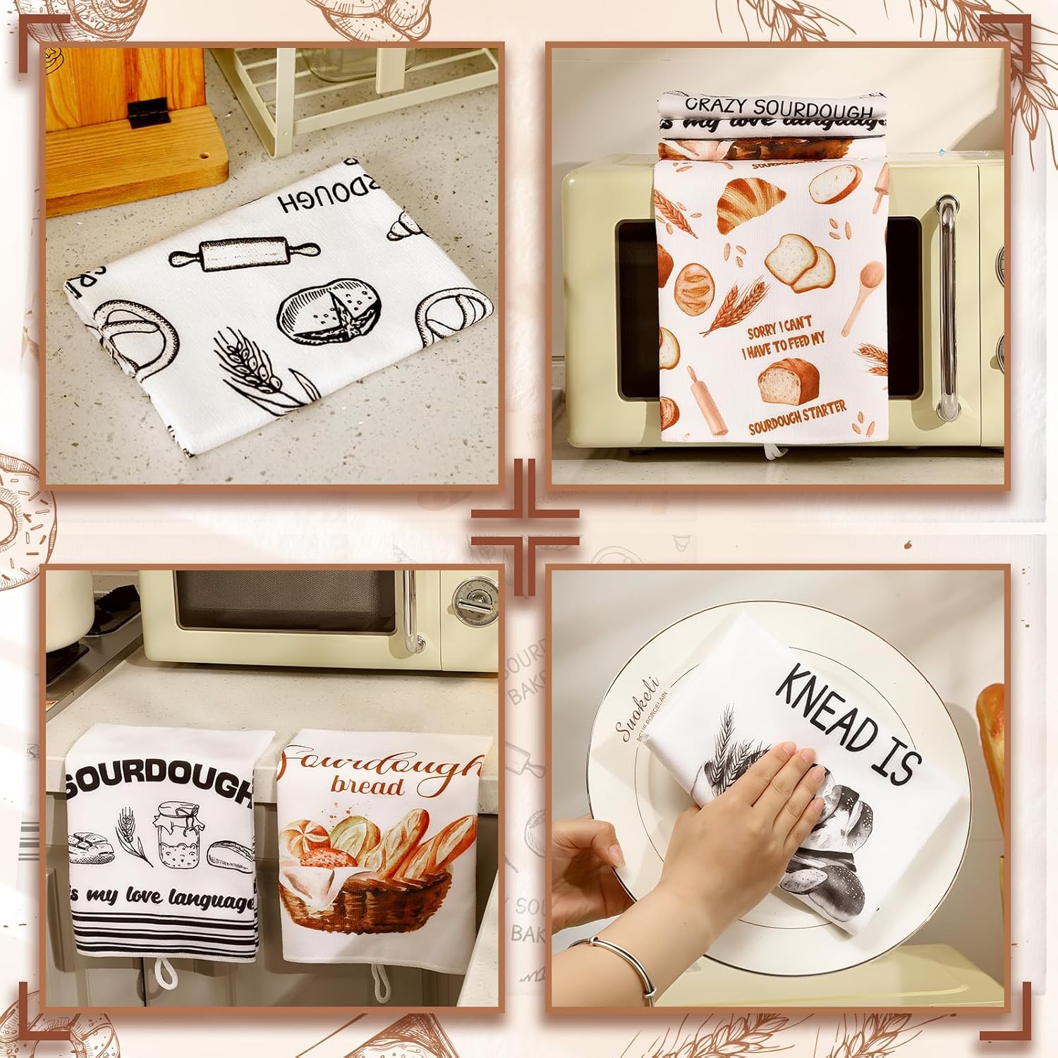 6 Pcs Funny Sourdough Baking Kitchen Towels Gifts for Sourdough Bakers Decorative Hand Dish Towels for Baking Lover Gifts Women Men Chef Tea Cloths Kitchen Decor 24 x 16'' - Image 6