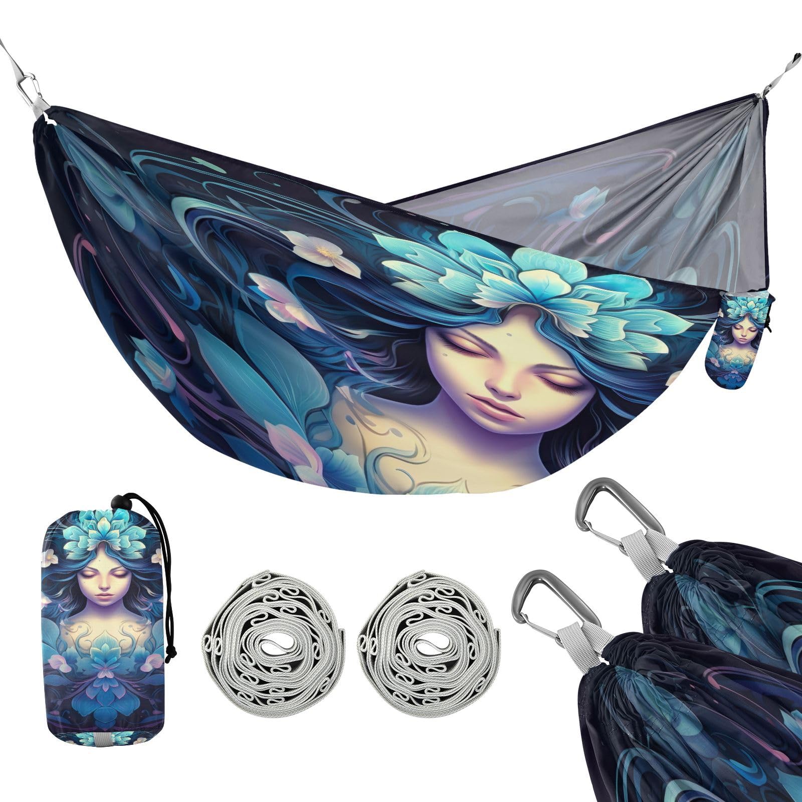 SDMKA Mandalorian Camping Hammock, 330 lbs with 2 Tree Straps, Carry Bag, Single Portable Hammock for Outdoor/Indoor, Hiking, Beach, Backpacking, Travel