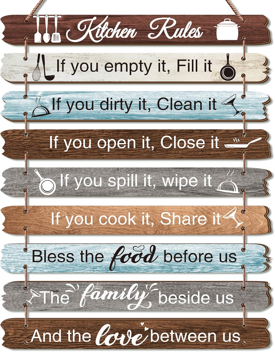 YLOLUL Rustic Kitchen Rules Wall Decor Farmhouse Kitchen