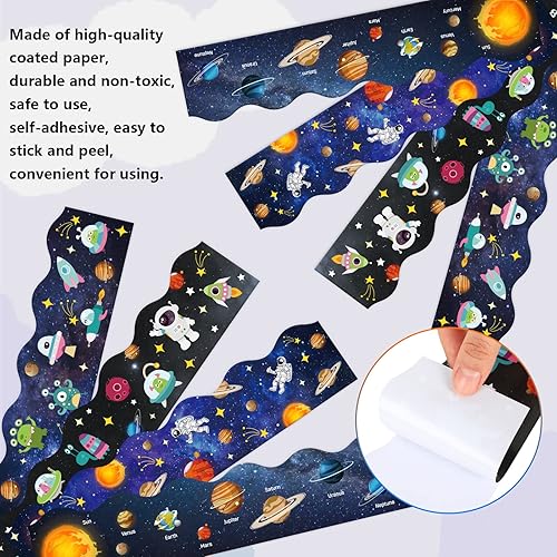 Miniatura 3 de AnyDesign Tablón de anuncios de 69 pies para espacio exterior, 4 diseños, 60 hojas, caricaturas, cielo nocturno, astronautas, alienígenas, recortes,