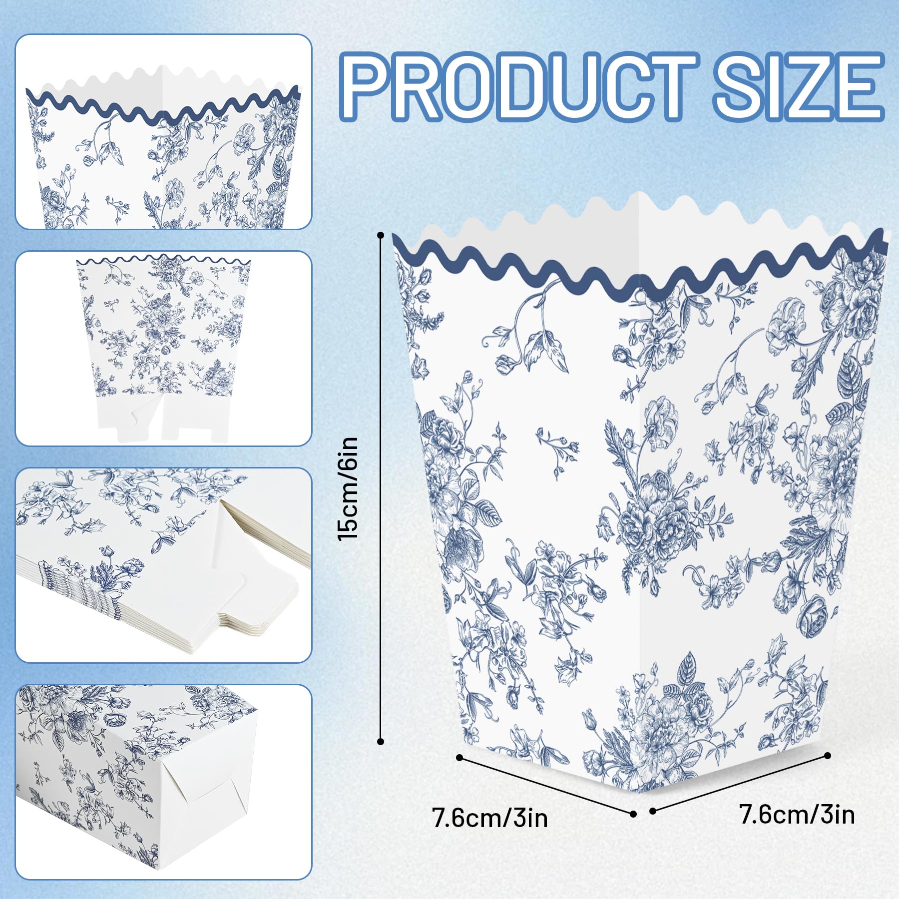 Kuabiz 60 scatole natalizie per popcorn, caramelle natalizie rosse e verdi a pois, ciotole per popcorn, contenitori per biscotti, bomboniere, decorazioni, regali di festa, forniture per feste (blu)