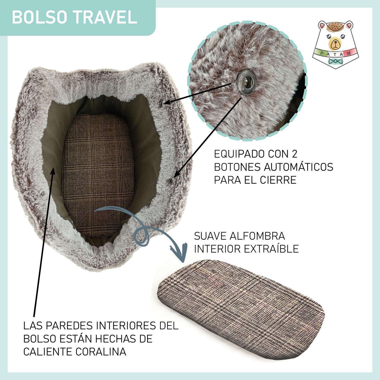 PATAM Bolsa para Perro y Gato, Correa de Transporte para Animales pequeños – Travel (Escoces)