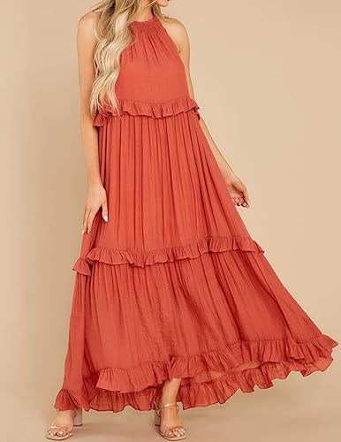 Miniatura 2 de R.Vivimos Vestido de verano para mujer, de algodón, sin mangas, con volantes, casual, bohemio, fluido