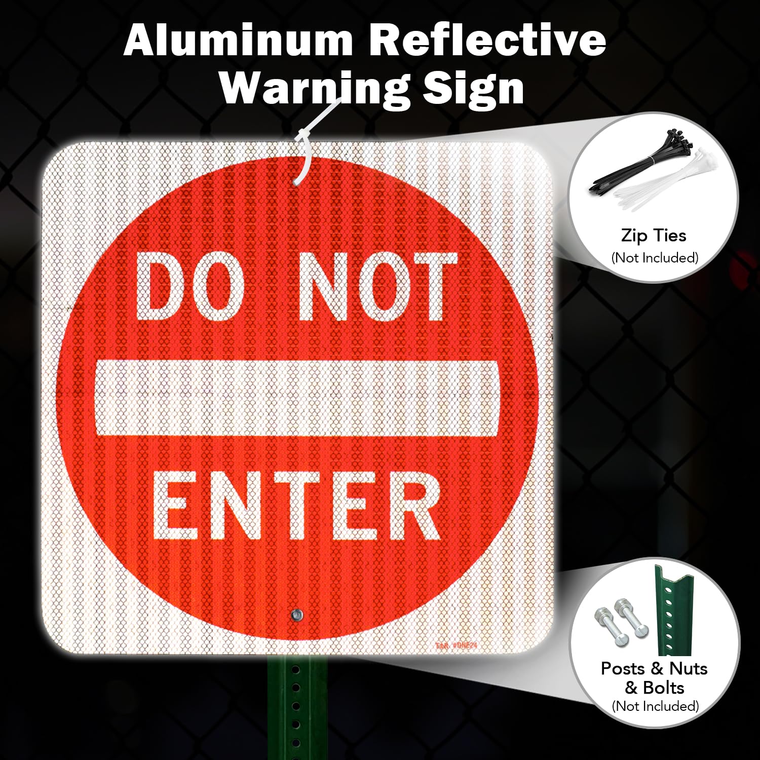T&R Grand panneau de signalisation « Do Not Enter » - 61 x 61 cm - Feuille réfléchissante de qualité ingénieur - Aluminium antirouille - Résistant aux intempéries, imperméable à l'eau et à la