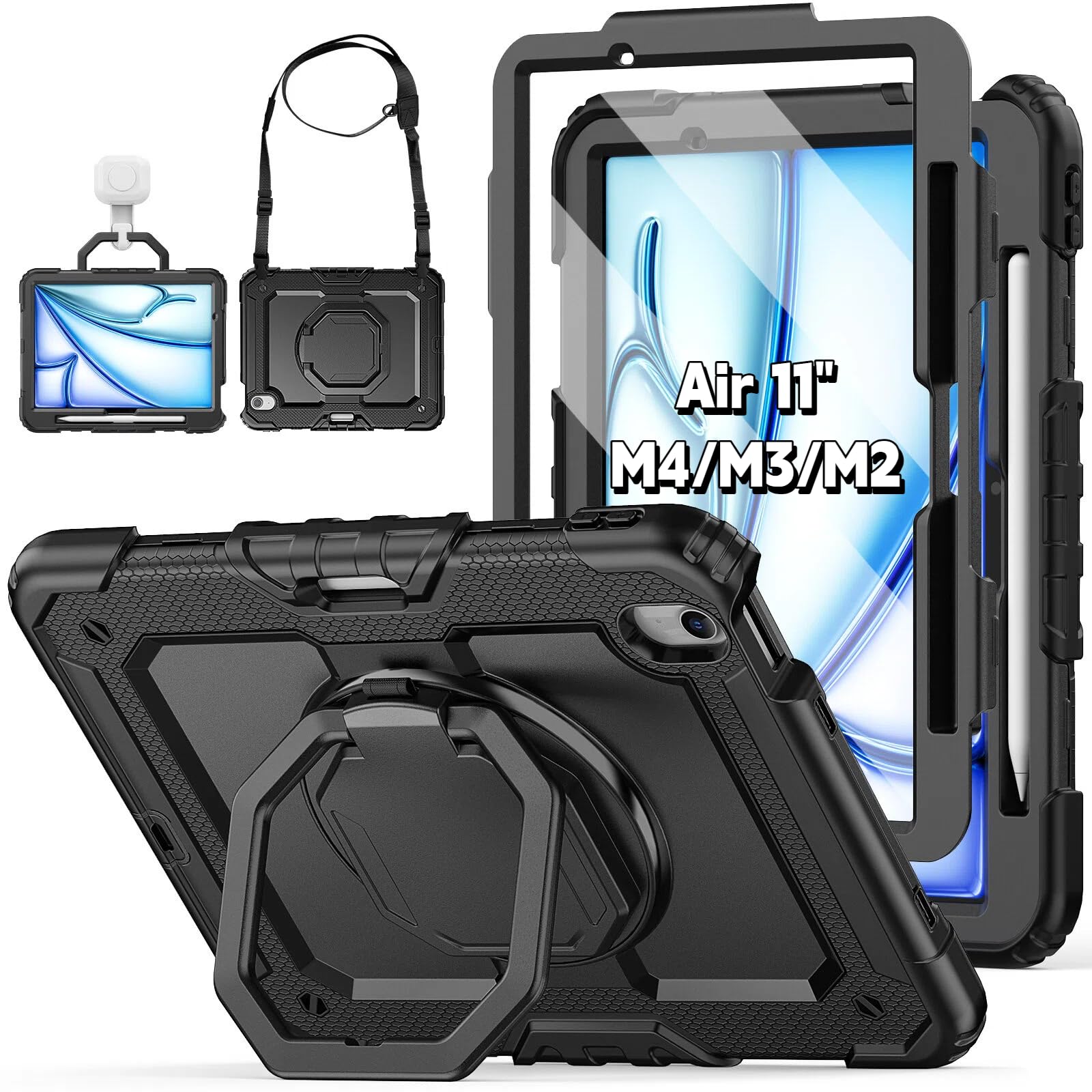 Case for iPad Air 11 Inch M4 2026 / M3 2025 / M2 2024, Black